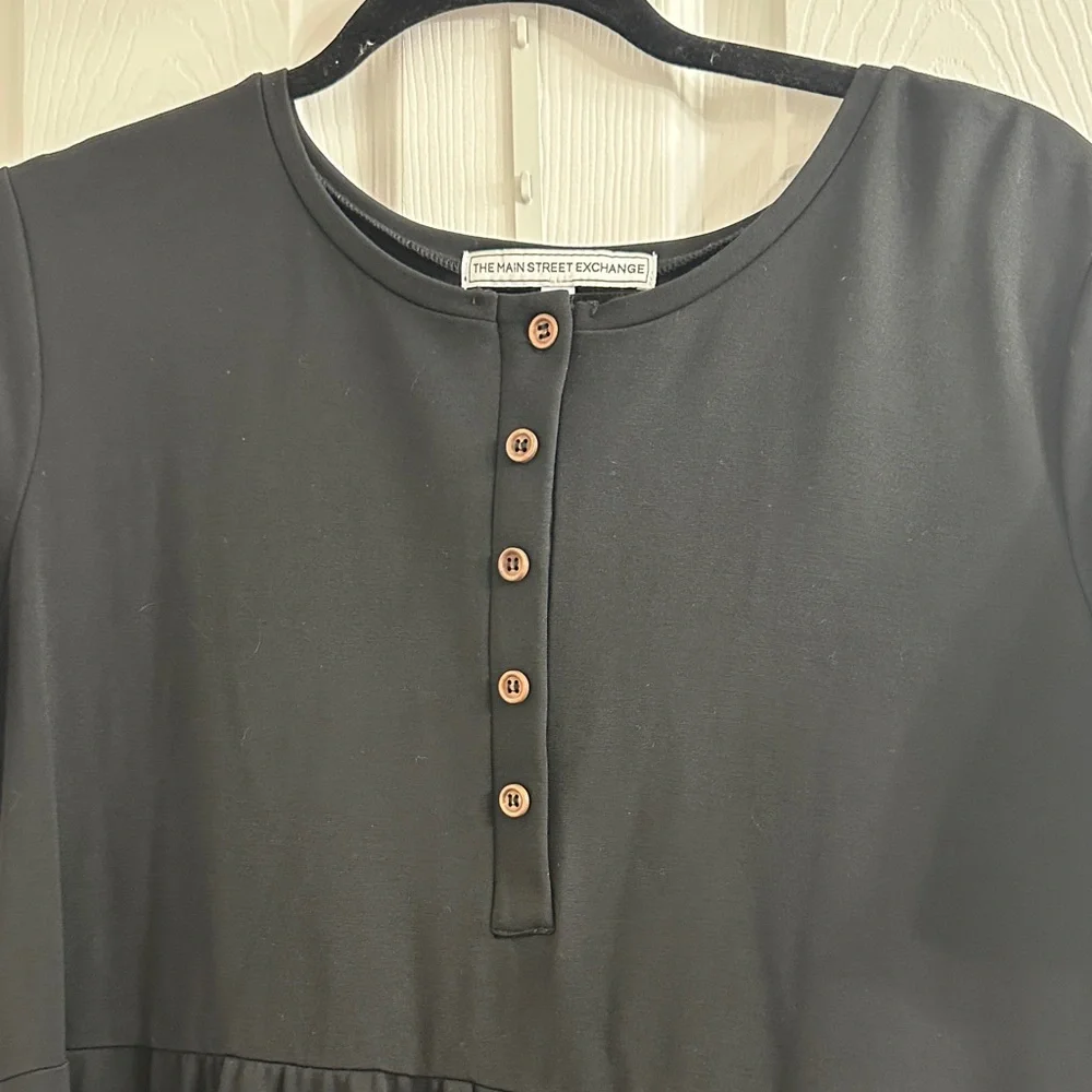 Black Buttoned Midi Dress - Picture 2 of 6